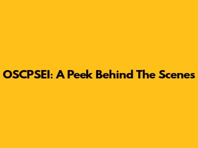 OSCPSEI: A Peek Behind The Scenes