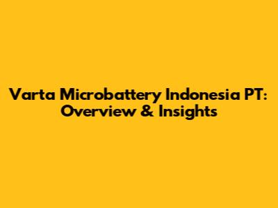 Varta Microbattery Indonesia PT: Overview & Insights